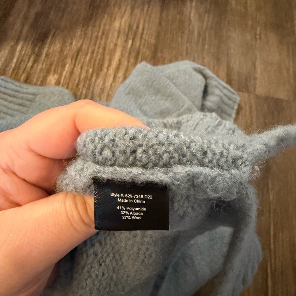 Jenni Kayne Women's Alpaca Wool Blend Mock Neck Blue Sweater Size 2XL - Picture 6 of 6